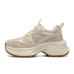 ZHR Сердечные признания в любви нескользящие, износостойкие, дышащие низкие массивные кроссовки женские шампань [Всесезонная версия] высота каблука 6,5 см