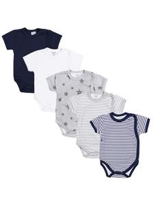 TupTam Комплект из 5 боди с короткими рукавами для мальчиков, серо-белые