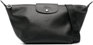 Сумка-хобо Longchamp Le Pliage из кожи среднего размера, черная