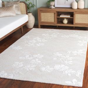 SAFAVIEH Glamour Collection ковер, 183 x 183 см, Ivory, ручной работы из шерсти и вискозы, идеально для гостиной, спальни, столовой (GLM609A)