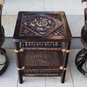 Jiajing Furniture Кресло-шезлонг из ротанга, диван-кровать в китайском стиле, квадратный кофейный столик матовый кофе со стеклянной столешницей, цвет mocha