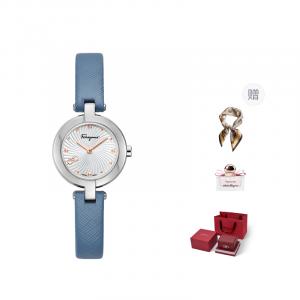 Ferragamo Часы Wrist Watch Quartz Movement Leather Strap 26mm White Dial Women's Watch Purple Rose Box+Silk Scarf