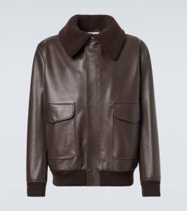 Кожаная курка-бомбер с отделкой из овчины Gabriela Hearst, Chocolate