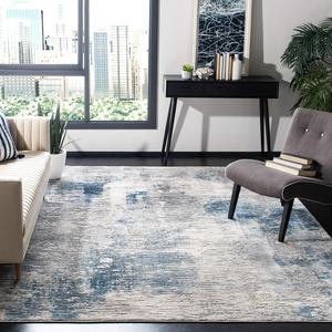 Ковер SAFAVIEH, 201 x 201 см, коллекции Invista - квадратный, Grey & Ivory, современный абстрактный дизайн, без линьки и простой в уходе, идеален для помещений с высокой проходимостью в гостиной, спальне (INV411F)