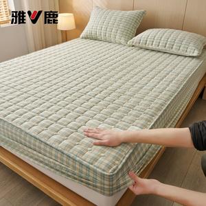 Yalu Простыня на резинке 200х220 см из чистого хлопка, летняя зеленая клетка