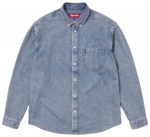 Джинсовая рубашка Supreme с аппликацией, цвет индиго
