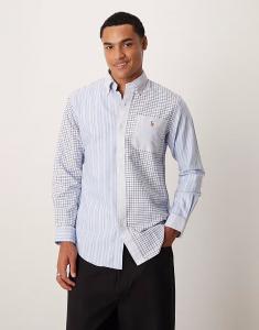 Рубашка с длинными рукавами в полоску и клетку, разноцветная Polo Ralph Lauren, мультиколор