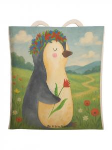 Mr. & Mrs. Panda Сумка-шоппер с изображением пингвина и цветочного рисунка, без надписи, белого цвета