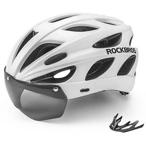 ROCKBROS Велосипедный шлем с амортизатором и козырьком - белый