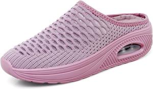Женские мюли и сабо с поддержкой свода стопы, мюли для женщин 2025, удобные ортопедические кроссовки без шнурков, садовая обувь, летние сабо на платформе, дышащие шлепанцы с закрытым носком, легкие слайды Baimiu, розовый