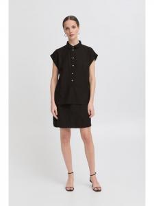 ICHI Блузка с короткими рукавами IHLINNO свободного кроя, черная