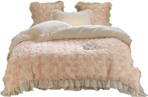 YaSaYa Комплект постельного белья свадебный бархатный с 3D розой и кружевом Onecolor