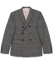 Шелковый пиджак в клетку Prince of Wales THOM BROWNE, серый