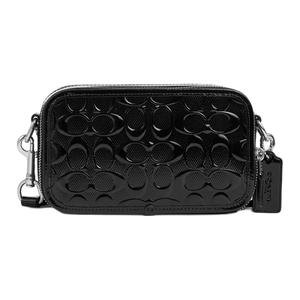 Кожаная сумка через плечо на цепочке маленького размера черная COACH