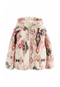 Флисовая куртка Next REGULAR FIT-HOODED BORG, Ecru/Pink Abstract/White