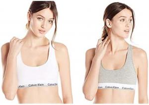 Комплект из 2 женских бюстгальтеров-бралеттов Calvin Klein Modern Cotton, Grey Heather/White