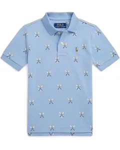 Поло Polo Ralph Lauren Kids Tennis-Print Cotton Mesh Polo Shirt, цвет Mini Tennis Print