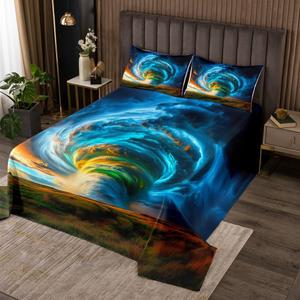 Erosebridal Комплект постельного белья Aqua Tornado с принтом торнадо для детей и взрослых, Aqua Blue