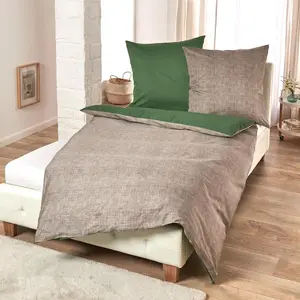 Наволочка с рисунком постельного белья Dream Sleep из мако-сатина, односпальная, 40х40 см, зеленая Traumschlaf