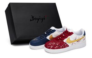 Nike Кроссовки для скейтбординга Air Force 1 унисекс, низкие, красные/белые/синие/золотые