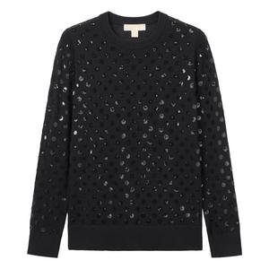 Свитер из шерсти с пайетками в горошек MICHAEL KORS, черный