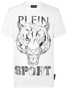 Футболка Plein Sport с круглым вырезом и тигровым принтом, белый