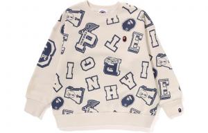 Детский свитшот с круглым вырезом Moderate A BATHING APE, экрю