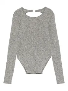 Вязаный боди с вырезами Patrizia Pepe, серебряный