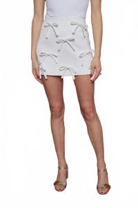 Мини-юбка цвета слоновой кости с отделкой «Минни-бант» 2.7 August Apparel, слоновая кость