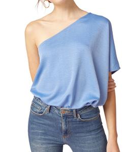 Топ с одним плечом из шамбри Entro, Chambray