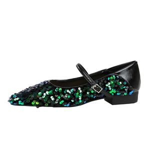 QITUMAUL Женские туфли Мэри Джейн на массивном каблуке зелёные [высота каблука 2,5 см], цвет Green[Heel Height 2.5cm]