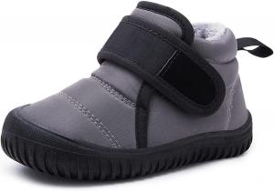 Детские зимние ботинки BMCiTYBM для малышей, обувь для детей мальчиков и девочек с искусственным мехом для холодной погоды, 2-Grey