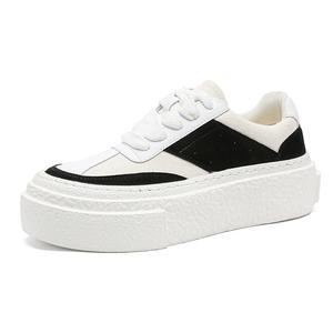 V05 Дышащие амортизирующие низкие скейтерские кроссовки для увеличения роста унисекс черно-белые [Женские], цвет Black & White[Women's]