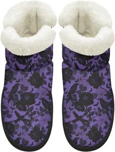 Мини-снежные ботинки для женщин, с противоскользящей подошвой, на меху, утепленные, до щиколотки, зимние, для дома и улицы, размеры США 4,5-12 Chririnla, Gothic Crow Floral