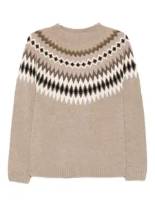 Джемпер с круглым вырезом и узором "фэйр-Айл" BeYou, нейтральный