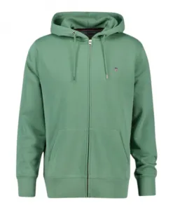 Зеленый свитер с капюшоном на молнии Gant, зеленый