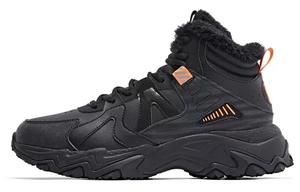 QIAODAN Антискользящие и износостойкие утепленные высокие кроссовки для бега мужские черно-оранжевые