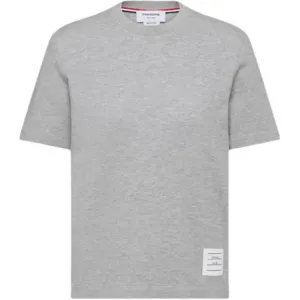 Футболка с 4-полосным принтом THOM BROWNE, светло-серый