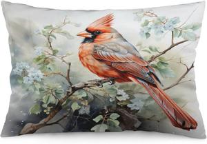 MaSiledy Наволочка с водяной печатью в стиле масляной живописи "красная птица на ветке" винтажная Pattern-1
