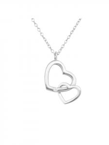 Alexander York Колье с подвеской HEART TO HEART из серебра 925 пробы, комплект из двух частей из серебра