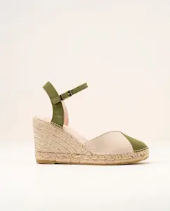 Женские эспадрильи на танкетке из двухцветной замши Macarena, зеленый