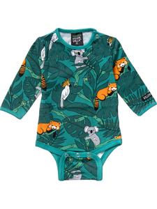 Villervalla Боди с длинными рукавами и изображением диких животных зеленого цвета