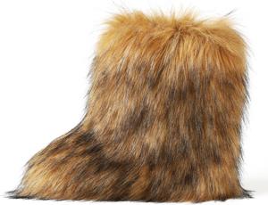 Женские сапоги CELNEPHO с искусственным мехом, пушистые и удобные, средней длины до икры, с круглым носком, утепленные мехом, зимние снежные сапоги Y2K для улицы и модных вечеринок, Brown