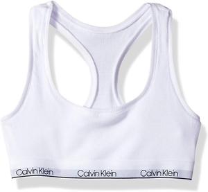 Современный хлопковый бюстгальтер-бралетт Calvin Klein для девочек, Rib - Classic White