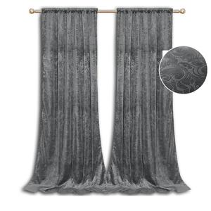 Комплект из 2 штор, непрозрачная лента с рюшами, бархатная штора, тисненый рисунок блэкаут, термоштора, серая, 132 х 260 см, спальня, гостиная, гостиница, ресторан easy home, серый