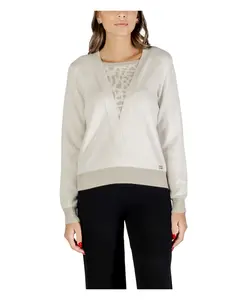 Вязаный свитер с V-образным вырезом и анималистическим принтом. Liu Jo, белый