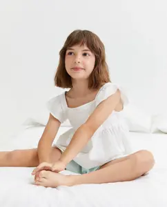 Детская майка с рюшами и эффектом неоднородной ткани Cotton Juice, белый