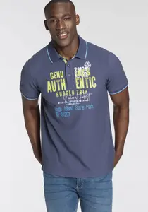 Рубашка-поло Man's World с модным принтом на груди, синий