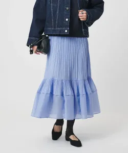 Плиссированная юбка из органзы United Arrows, цвет Lt.Blue