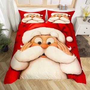 Erosebridal Комплект постельного белья с новогодним принтом Санта Клаус для детей, Red White